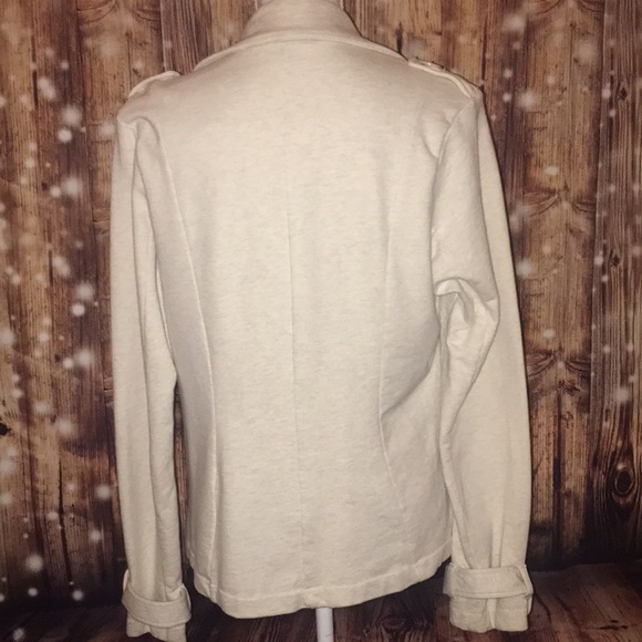 🍀Lucky Brand 🍀Cream Large Pea Coat 100% Cotton - Picture 6 of 8